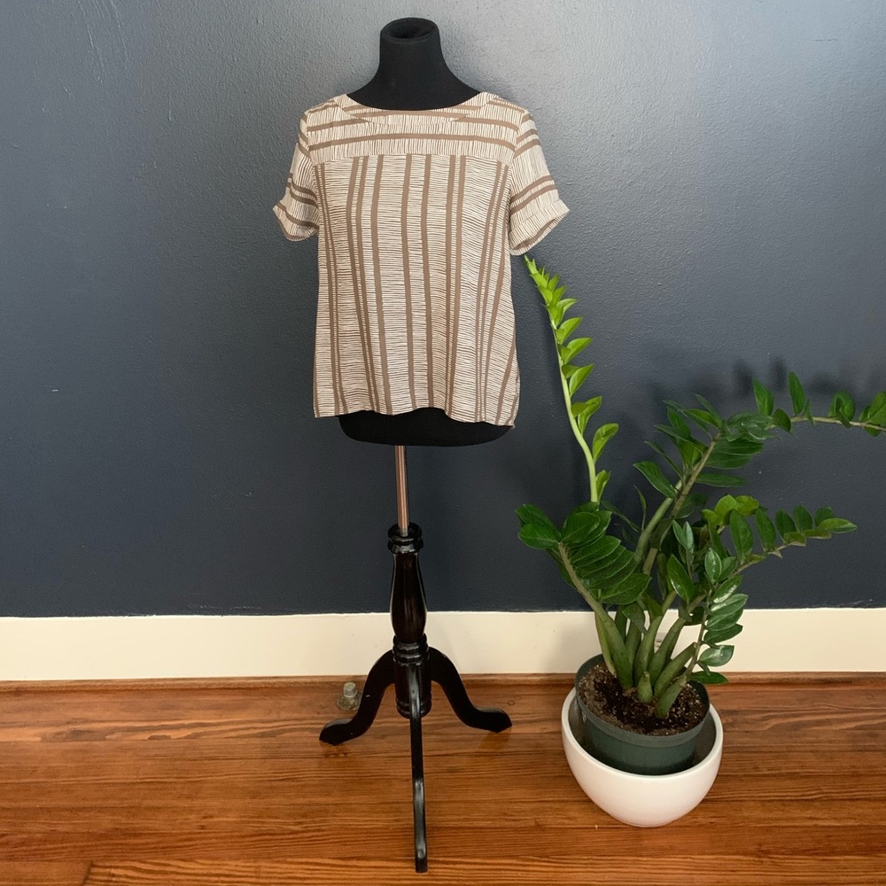 ANN TAYLOR LOFT Women's Green and White Top - SP